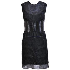 VERSACE Black Tulle Dress w/ Patent Leather 11