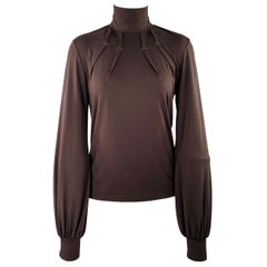 BARBARA BUI Taille M Pull à col roulé plissé en mélange de polyester Brown