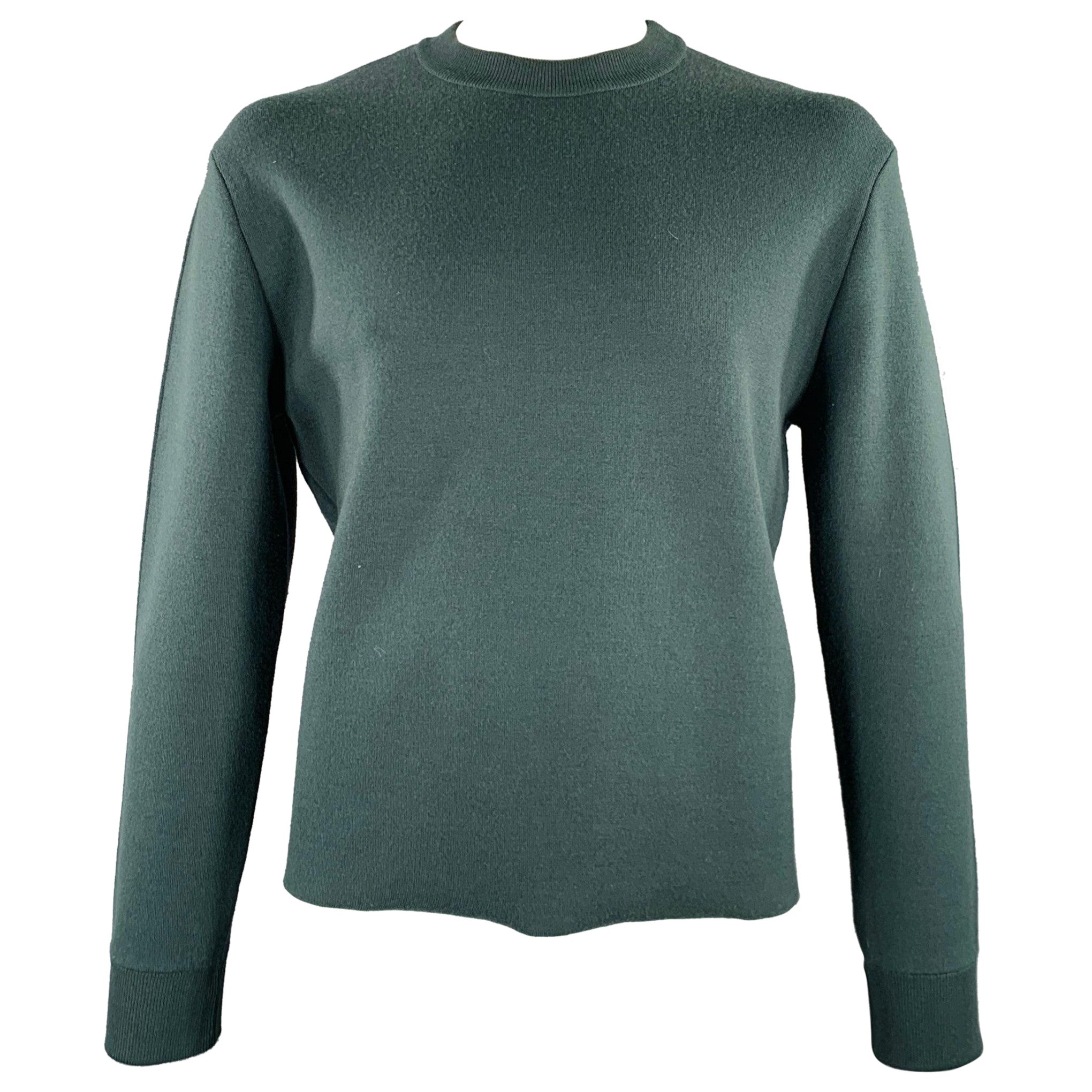 BOTTEGA VENETA Größe L Grüner Strickpullover aus Wollmischung mit Rundhalsausschnitt