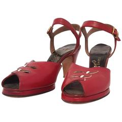 Vintage 40s Red Platform Heels