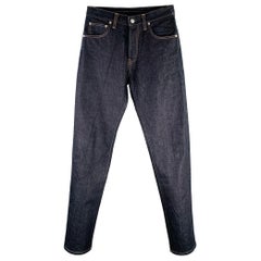 HELMUT LANG Size 30 Blue Indigo Contrast Stitch Cotton Straight Jeans