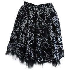 1970s Liliana Sanguinetti Black Silver Skirt 8