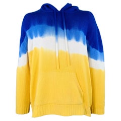 PRABAL GURUNG Size XL Yellow Blue Dyed Cashmere Hooded Sweater
