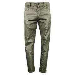 BELSTAFF Size 34 Green Cotton Blend Skinny 5 Pocket Jeans