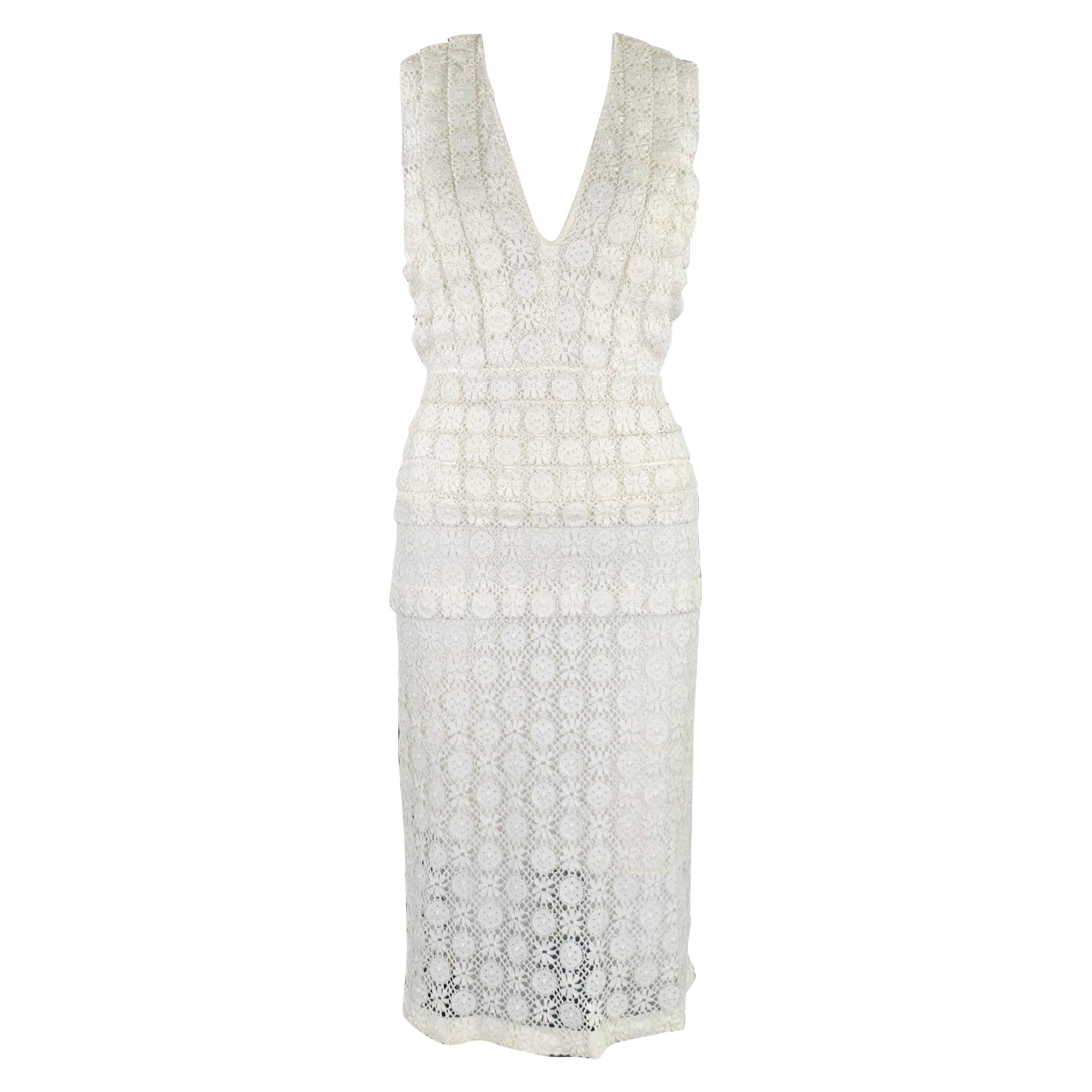 BURBERRY PRORSUM Size 6 White Cream Cotton A-Line Dress