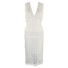 BURBERRY PRORSUM Größe 6 Weiß Creme Baumwolle A-Linien Kleid