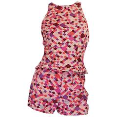 Late 1950s Emilo Pucci Pink Silk Shorts and Shell Set 12
