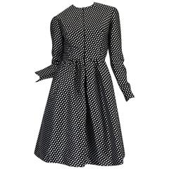 c1972 Geoffrey Beene Silk Black & White Dot Dress 9