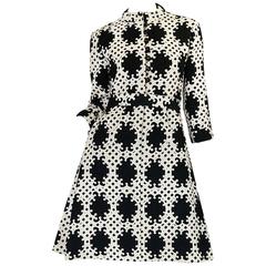 1960s Donald Brooks Graphic Black & White Quilted Dress 5