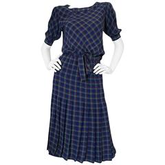 Early 1980s Chanel Silk Drawstring Top & Pleated Skirt Set 11