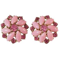 1950s Elsa Schiaparelli Pink Clip on Earrings