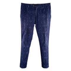 Etro Taglia 32 Pantaloni Casual Navajo Viola con il davanti piatto