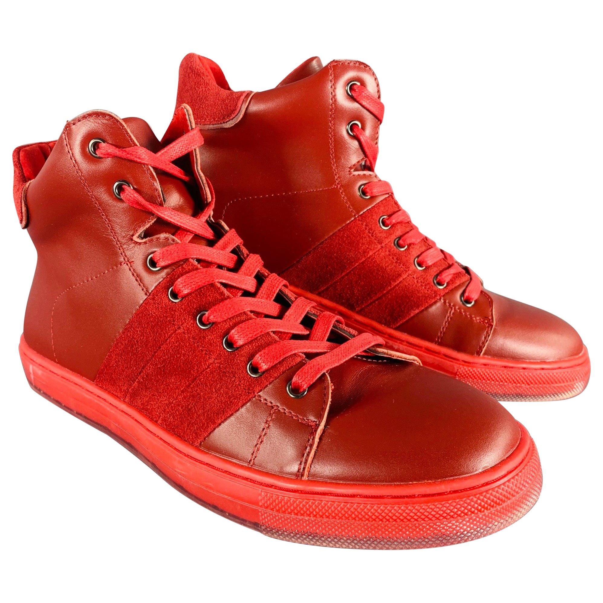 BADGLEY MISCHKA Size 10 Teddy Red Leather High Top Sneakers