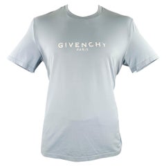 GIVENCHY Size XL Blue Cotton Logo Crew Neck T-shirt