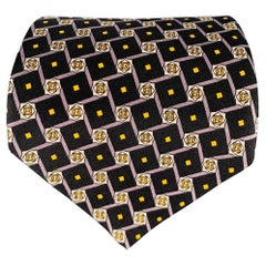 FENDI Black Yellow Monogram Silk Tie