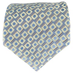CHARVET Corbata de seda geométrica azul verdosa