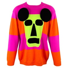 WALTER VAN BEIRENDONCK Jersey cuello redondo de lana merino a rayas naranja púrpura talla M