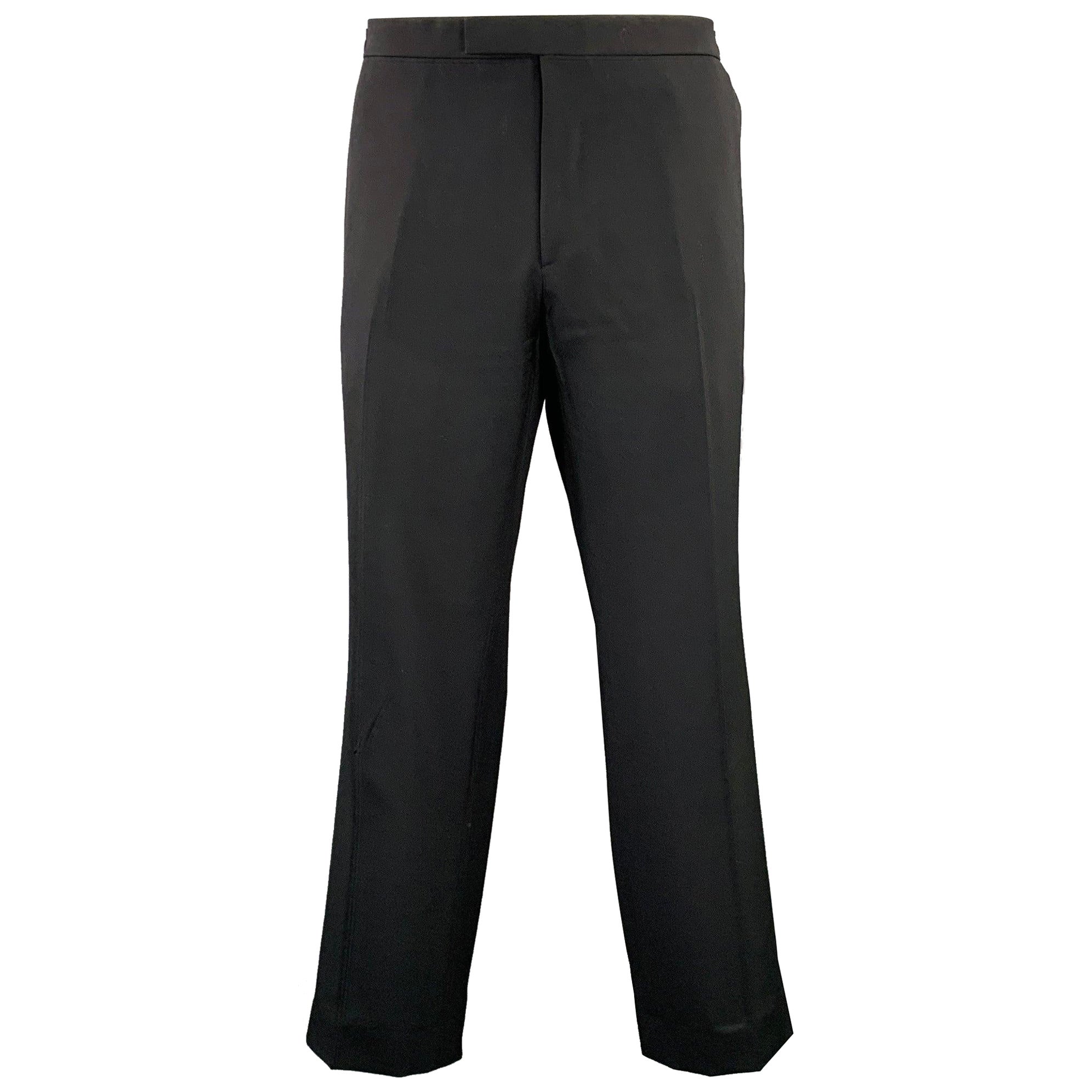RALPH LAUREN Size 37 Black Wool Tuxedo Dress Pants For Sale