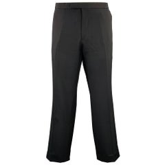 RALPH LAUREN Taille 37 - Pantalon de smoking en laine noire