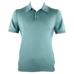 PRADA Size L Green Knit Wool Buttoned Polo