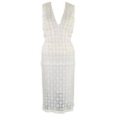 BURBERRY PRORSUM Größe 6 Weiß Creme Baumwolle A-Linien Kleid
