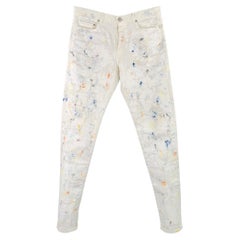 JOHN ELLIOTT Size 30 White Multi Color Paint Splatter Cotton Slim Jeans