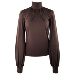 BARBARA BUI Taille M Pull à col roulé plissé en mélange de polyester Brown