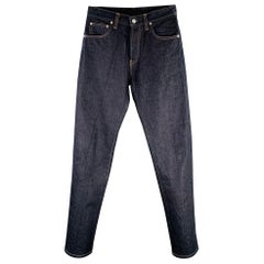 HELMUT LANG Size 30 Blue Indigo Contrast Stitch Cotton Straight Jeans