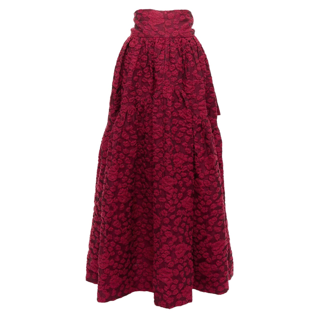 ANAIS JOURDEN Rotes Kleid aus Baumwollmischung mit Blumenmuster und 3D-Jacquard-Krawatte FR36 S