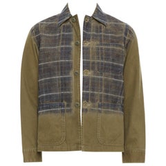 COMME DES GARCONS TRICOT 2013 Sobrecamisa degradada de cuadros verdes Runway M