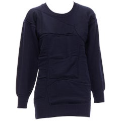 COMME DES GARCONS 1980er Jahre Vintage Pullover aus marineblauer Wolle mit Patchworkmuster