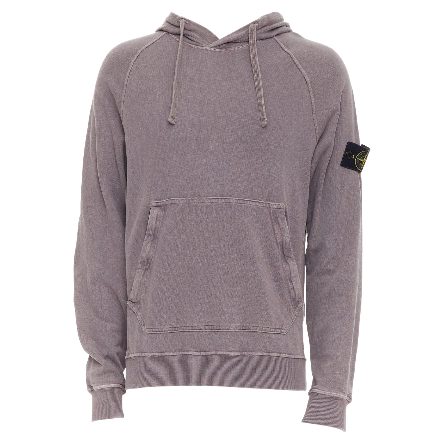 STONE ISLAND purple dust treatment washed grey purple cotton hoodie M