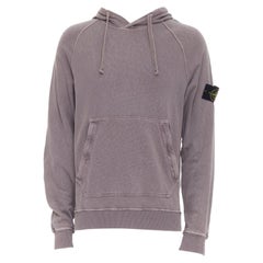 STONE ISLAND purple dust treatment washed grey purple cotton hoodie M