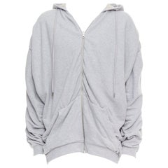 Y PROJECT grey cotton nude jersey lined gathered sleeves hoodie S