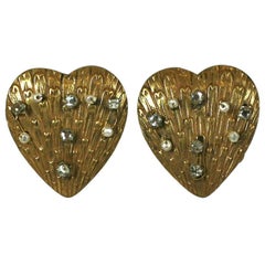 Miriam Haskell Heart Earclips