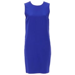 FAUSTO PUGLISI 100% silk cobalt blue pink geometric print dress FR34 XS