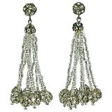 Vogue Seed Bead and Pave Ball Tassel Earrings