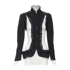 COMME DES GARCONS 2008 Laufsteg Blazer mit schlechtem Quastenausschnitt und dekonstruiertem Rüschen S