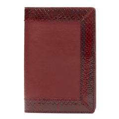 KWANPEN red glossy scaled leather trim bifold passport card holder