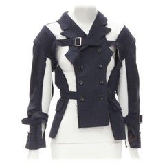 Seltene COMME DES GARCONS 2008 Bad Taste Laufsteg marineblaue dekonstruierte Jacke  S