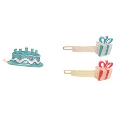 CHIC & MODE Alexandre Zouari colourful crystal birthday cake gifts hair clips X3