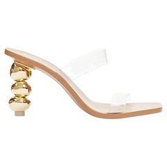 CULT GAIA Meta gold sculptural heel clear PVC mule sandals EU38