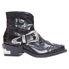 TOGA PULLA PORTER black wingtip silver buckle ankle cowboy boots EU38