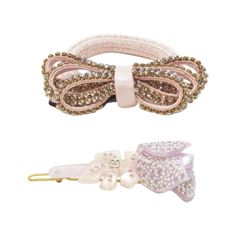 rare ALEXANDER DE PARIS Alexander Zouari purple pink crystal rose pin bow tie For Sale