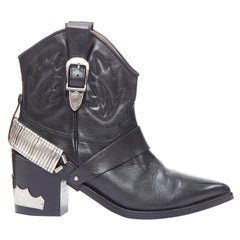 TOGA PULLA nero argento hardware metallo cowboy western stivali EU38