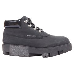 ACNE STUDIOS Tinne black nubuck heavy duty lug sole hiking boots EU38