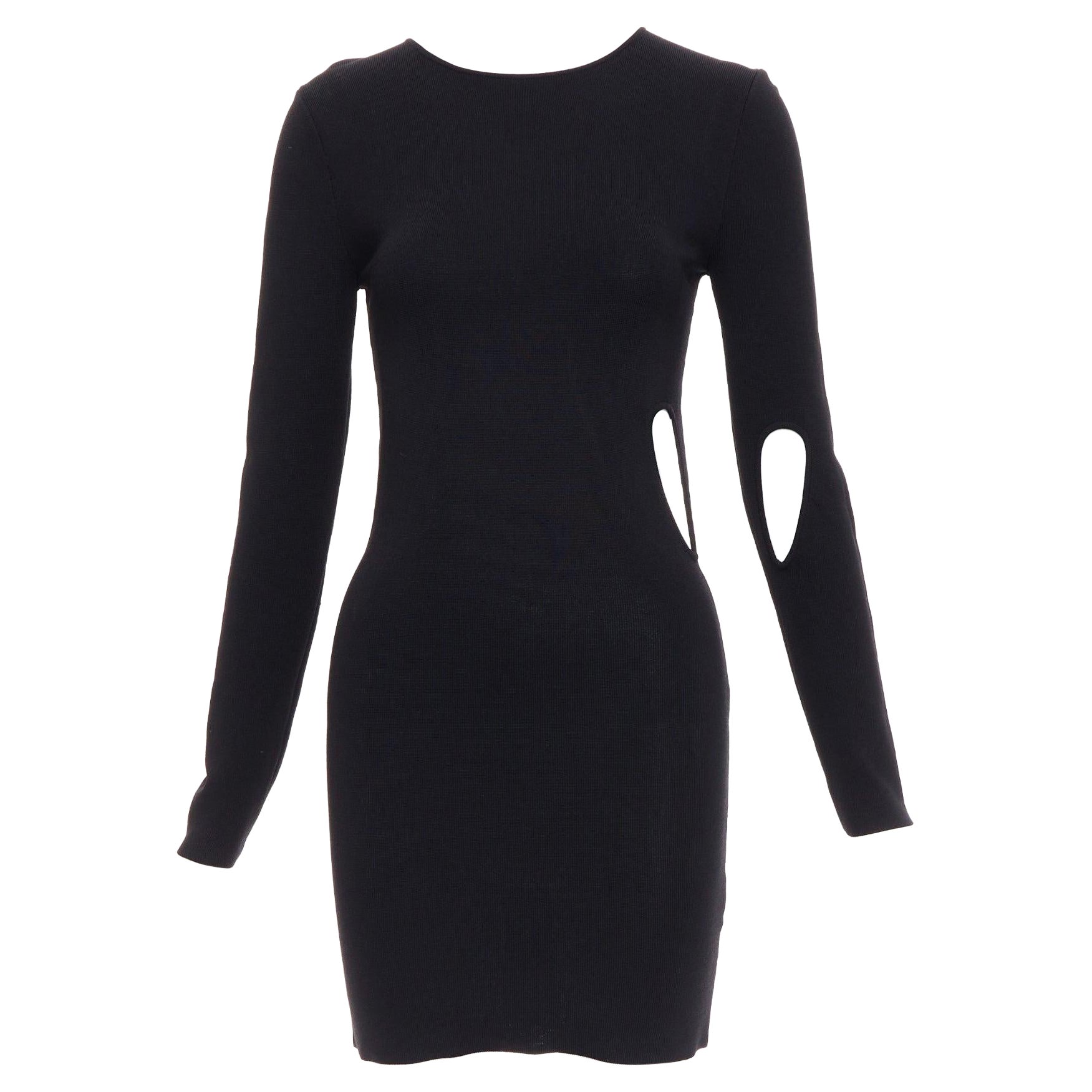 ROHE black viscose blend cut out bodycon mini dress IT34 XXS For Sale