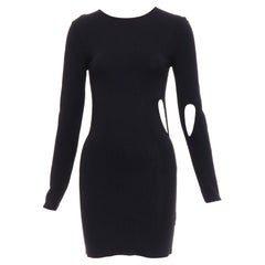 ROHE black viscose blend cut out bodycon mini dress IT34 XXS