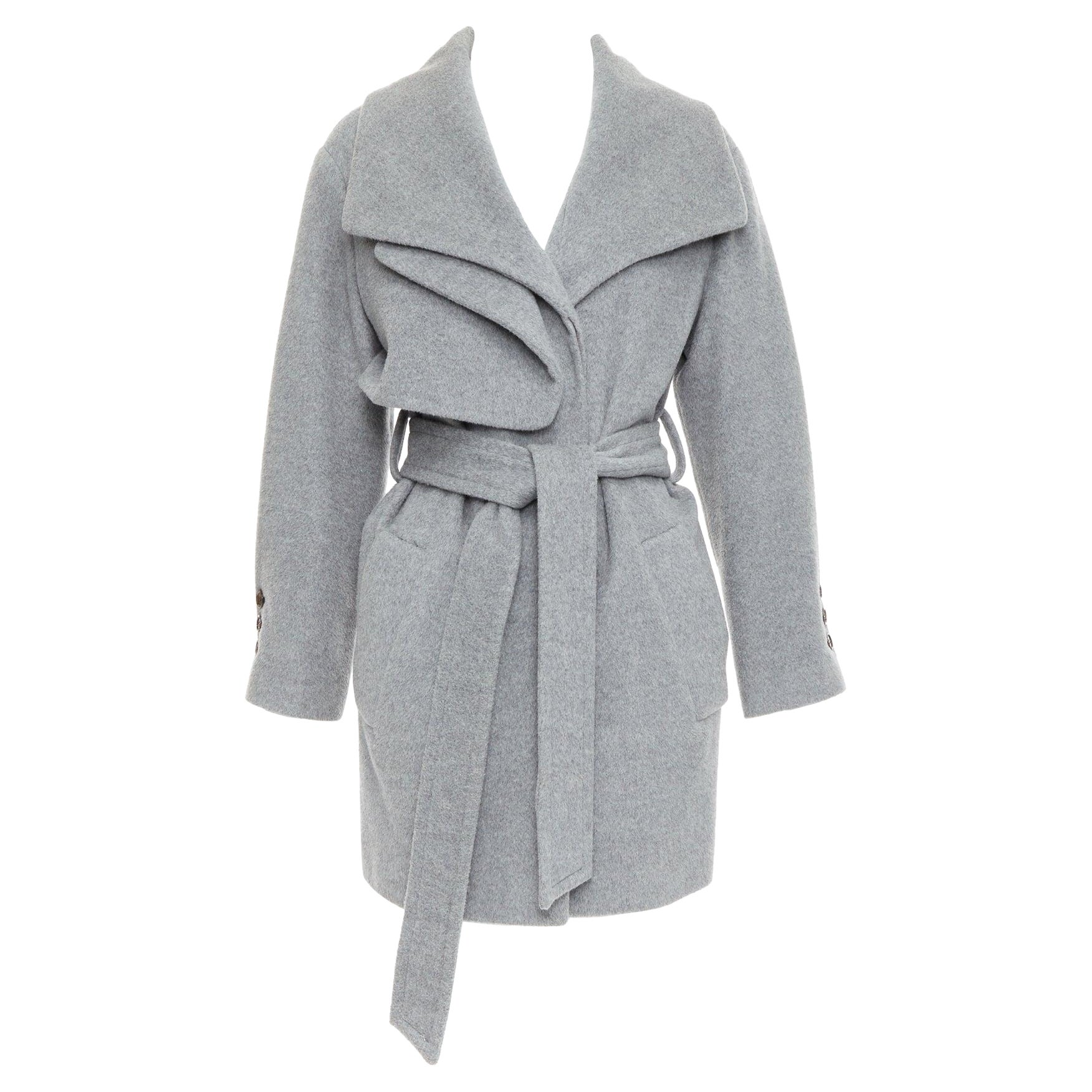 HANII S cappotto oversize in lana e angora con patta e cintura FR38 S