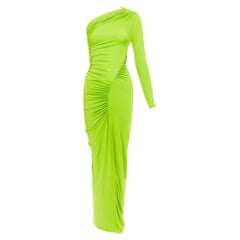 ATLEIN Runway green viscose ruched panels one sleeve dress FR34 XS
